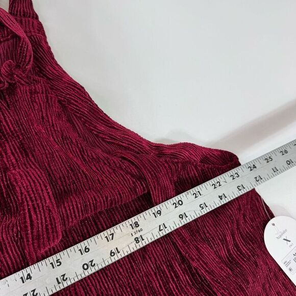 Arula Mini Jumper Dress Women XL Red Burgundy Velvet Textured New Preppy Boho - Picture 9 of 11